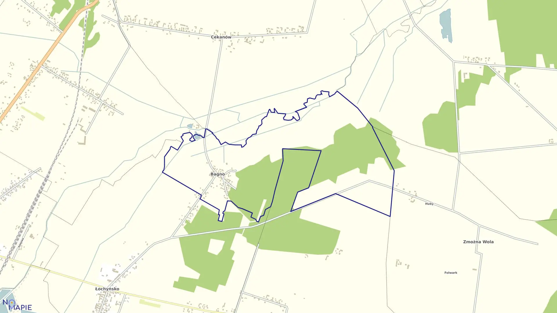 Mapa obrębu BAGNO w gminie Rozprza