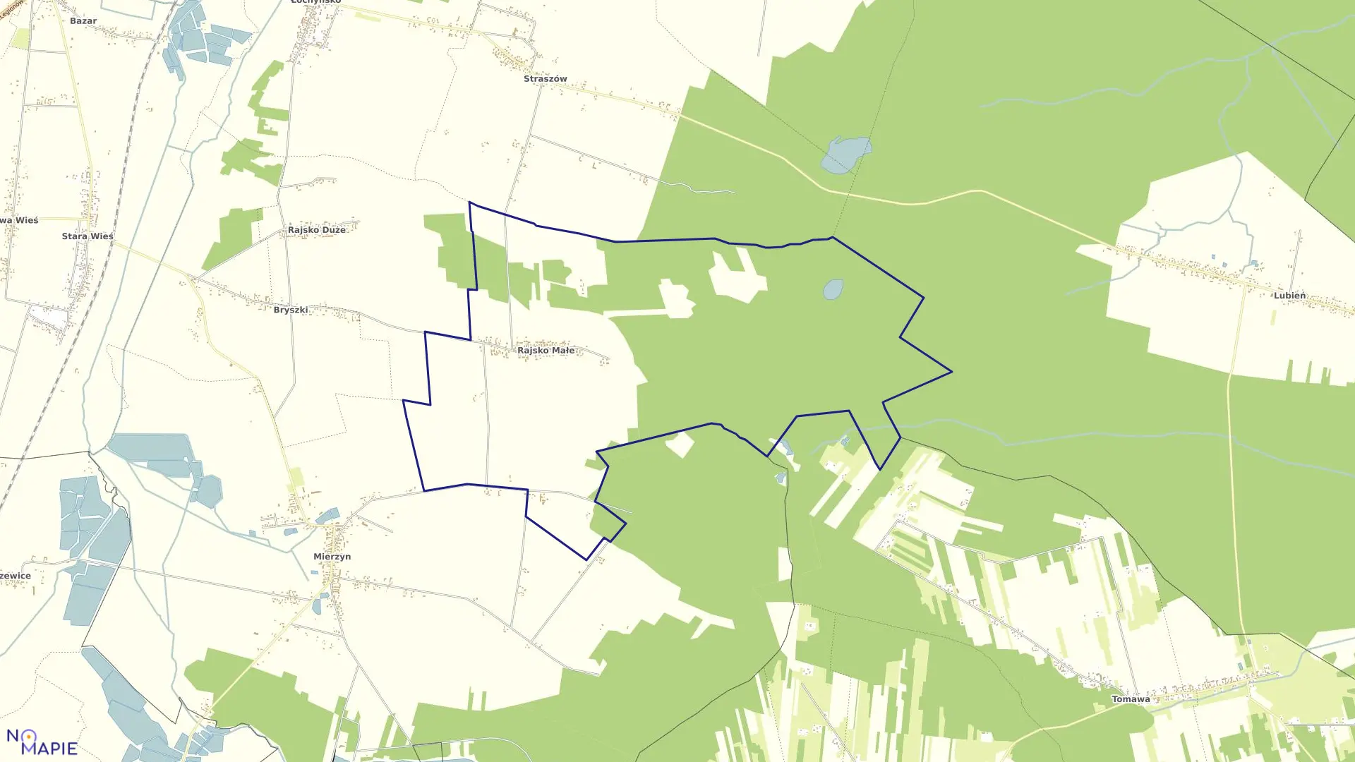 Mapa obrębu RAJSKO MAŁE w gminie Rozprza